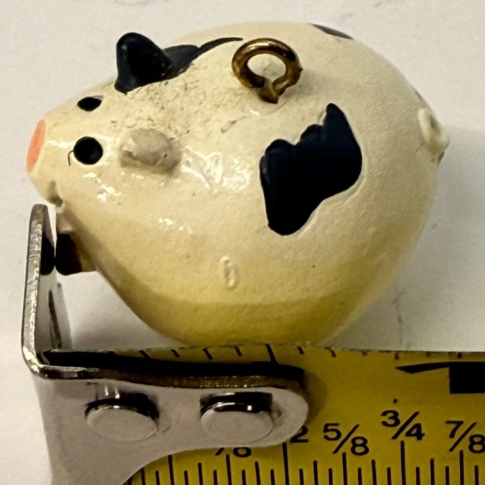 Hallmark Keepsake Miniature Ornament Roly-Poly Pig White Black Spotted Vintage